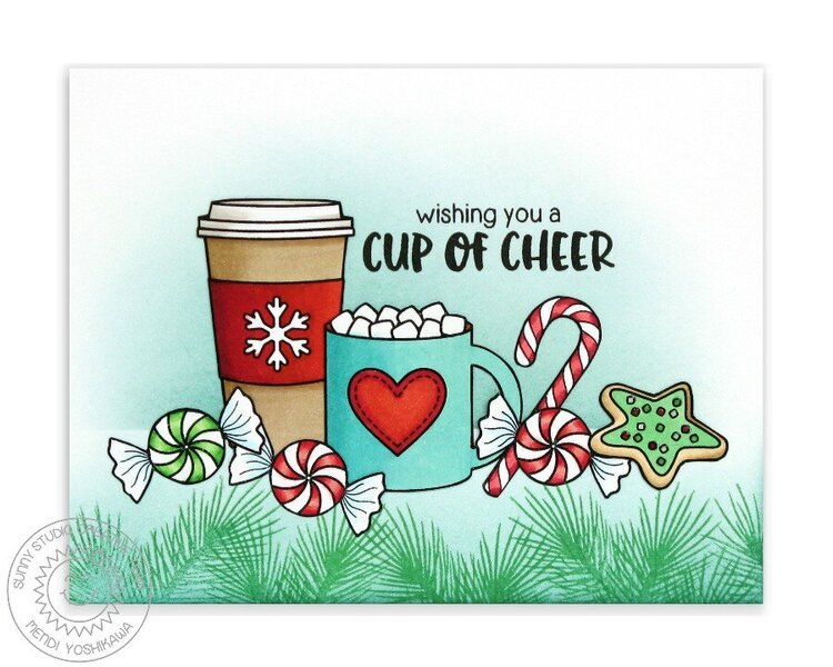 Sunny Studio Mug Hugs Coffee &amp; Cocoa Christmas Card by Mendi