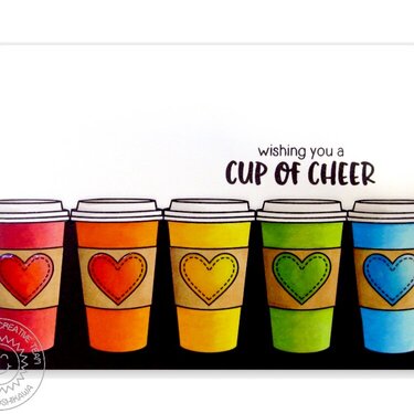 Sunny Studio Mug Hugs Cup of Cheer Coffee Card by Mendi