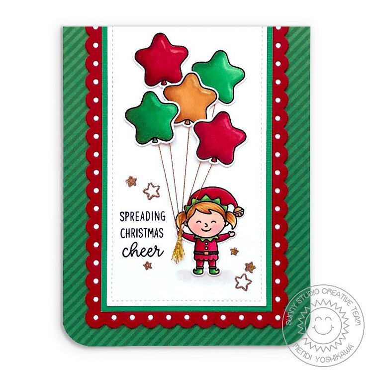 Sunny Studio North Pole Elf Christmas Card by Mendi Yoshikawa