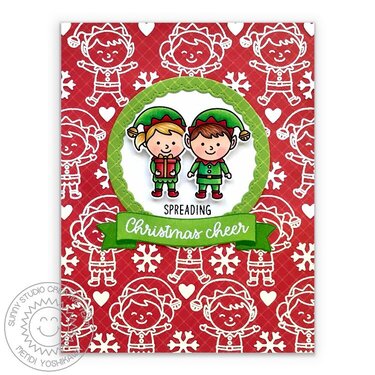 Sunny Studio North Pole Elf Christmas Card by Mendi Yoshikawa
