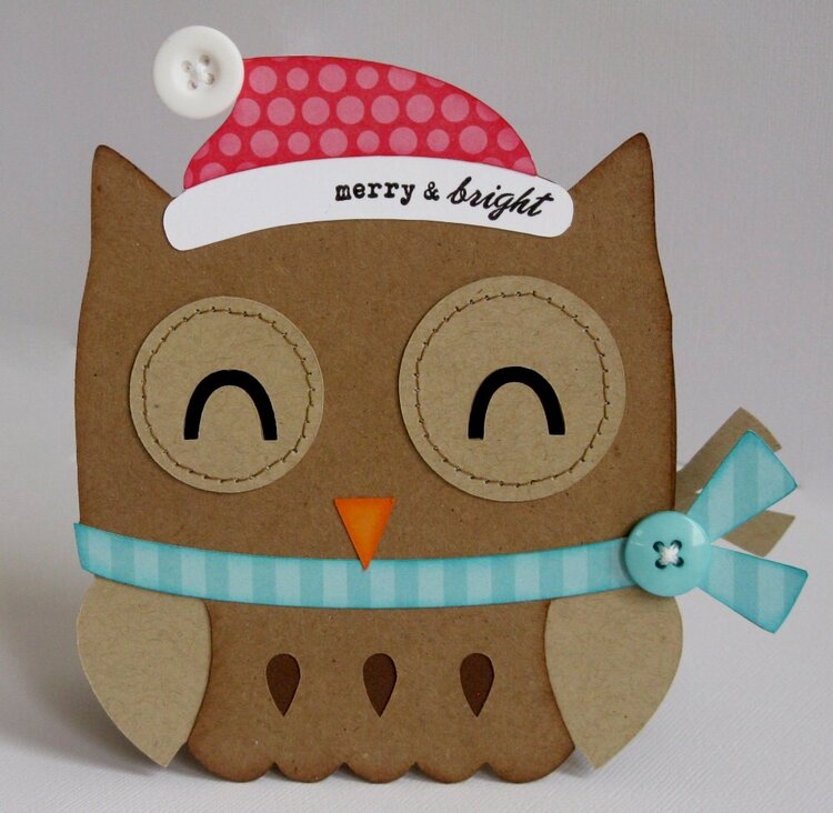 A Santa Owl Shaped Christmas Card by Mendi Yoshikawa