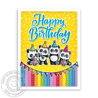 Sunny Studio Panda Party Birthday Card by Mendi Yoshikawa