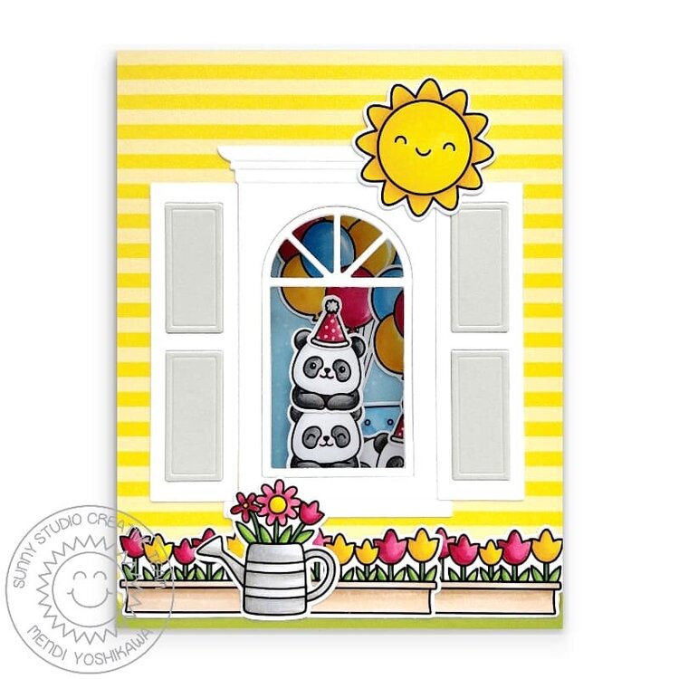 Sunny Studio Wonderful Windows Pop-Up Card by Mendi Yoshikawa