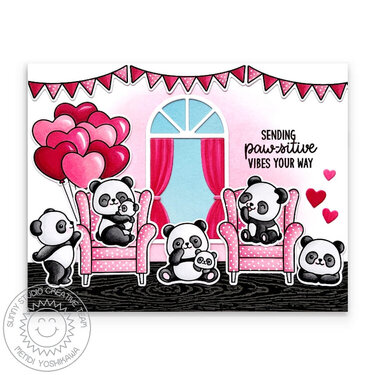 Sunny Studio Panda Party Pop-up Box Card by Mendi Yoshikawa