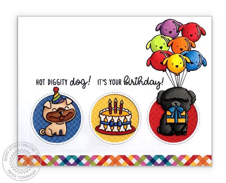 Sunny Studio Stamps Party Pups Card by Mendi Yoshikawa