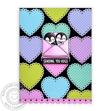 Sunny Studio Passionate Penguins Card by Mendi Yoshikawa