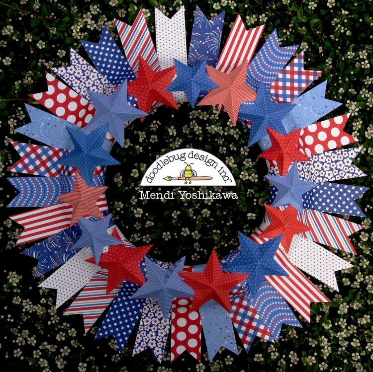 A Doodlebug Patriotic Parade Wreath by Mendi Yoshikawa