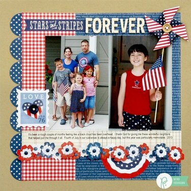 Pebbles Americana 4th of July Layout by Mendi Yoshikawa