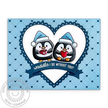 Sunny Studio Penguin Pair Waddle I Do Without You Card by Mendi Yoshikawa