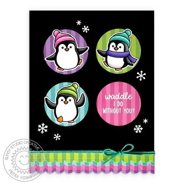 Sunny Studio Penguin Pals Christmas Card by Mendi Yoshikawa