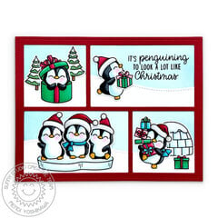 Sunny Studio Penguin Party Christmas Card by Mendi Yoshikawa