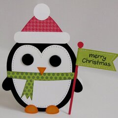 Santa Penguin Shaped Christmas Card by Mendi Yoshikawa