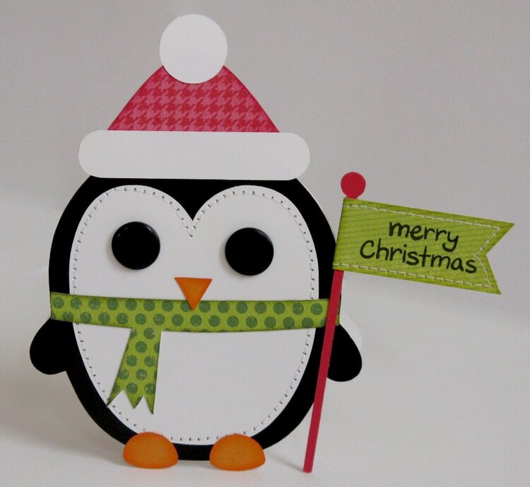 Santa Penguin Shaped Christmas Card by Mendi Yoshikawa