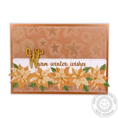 Sunny Studio Petite Poinsettias Christmas Card by Mendi Yoshikawa