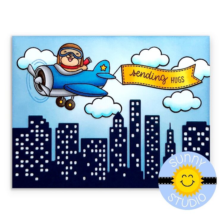 Sunny Studio Stamps Plane Awesome Card by Mendi Yoshikawa