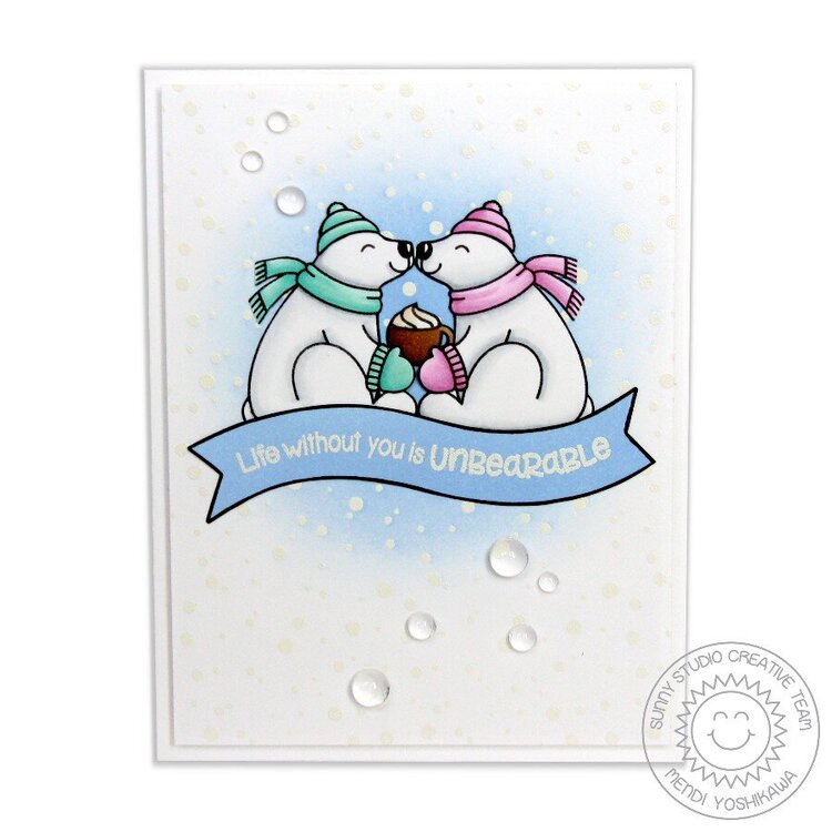 Sunny Studio Playful Polar Bears Card by Mendi Yoshikawa