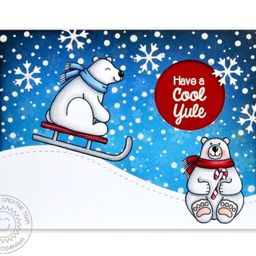 Sunny Studio Playful Polar Bears Card by Mendi Yoshikawa