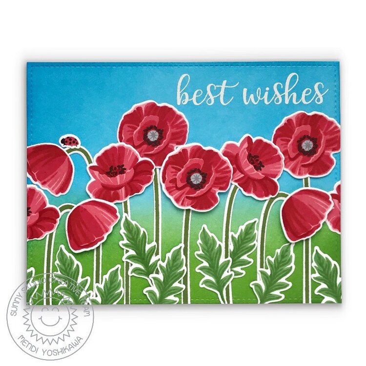 Sunny Studio Poppy Fields Card by Mendi Yoshikawa