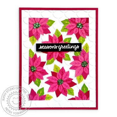 Sunny Studio Pretty Poinsettia Holiday Card by Mendi Yoshikawa