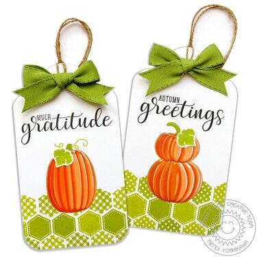 Sunny Studio Pretty Pumpkin Gift Tags by Mendi Yoshikawa