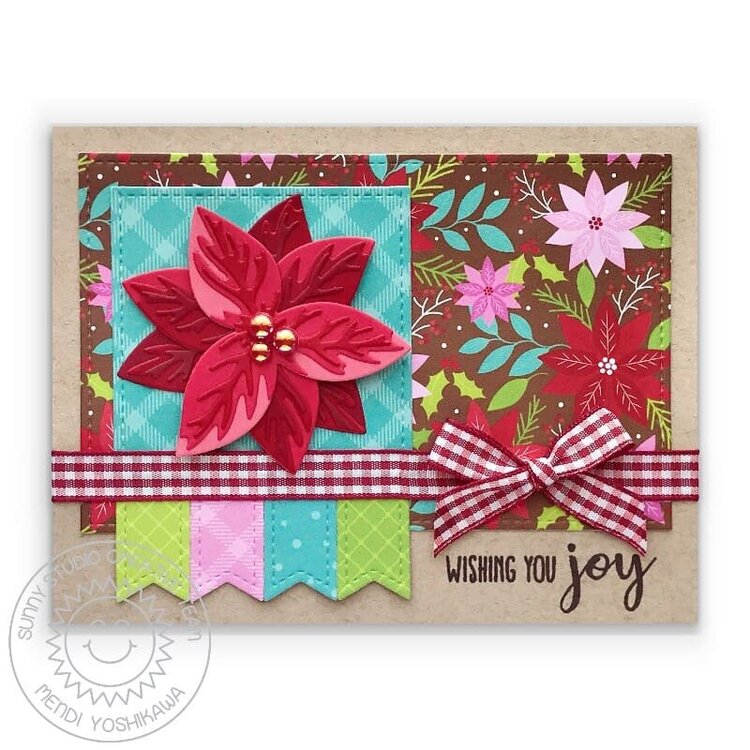 Sunny Studio Pristine Poinsettia Card by Mendi Yoshikawa