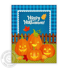 Sunny Studio Jack-o-lantern Pumpkins Card by Mendi Yoshikawa