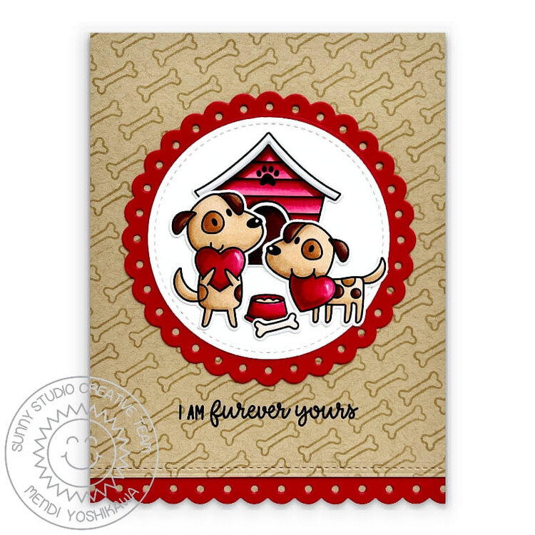 Sunny Studio Puppy Love Dog Valentine&#039;s Day Card by Mendi Yoshikawa