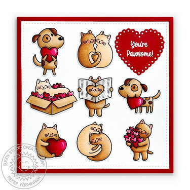 Sunny Studio Puppy Love &amp; Meow &amp; Furever Love Card by Mendi Yoshikawa