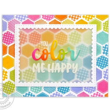 Sunny Studio Color Me Happy Rainbow Card by Mendi Yoshikawa