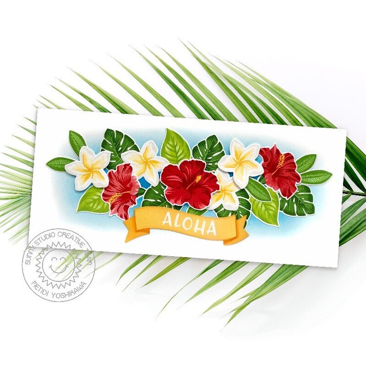 Sunny Studio Sunny Studio Radiant Plumeria Card by Mendi Yoshikawa