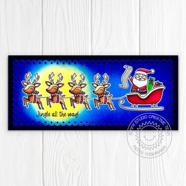 Sunny Studio Santa &amp; Reindeer Christmas Card by Mendi Yoshikawa