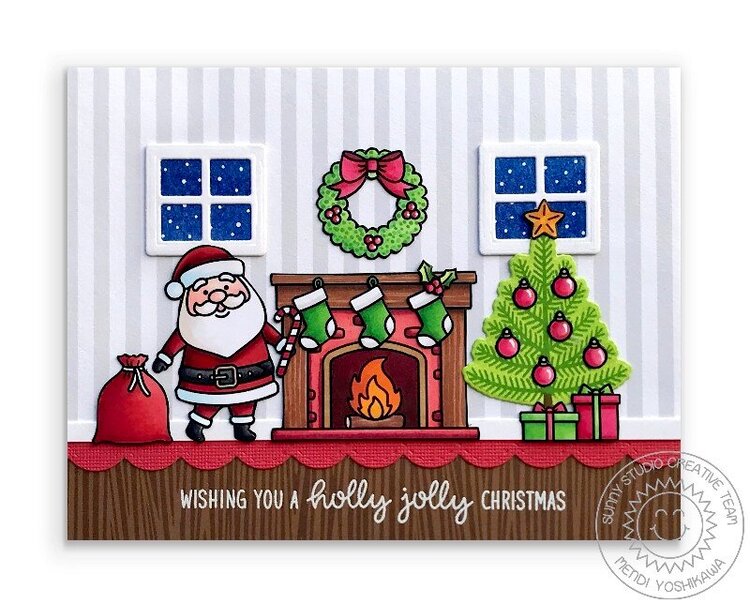 Sunny Studio Santa Claus Lane Christmas Card by Mendi Yoshikawa