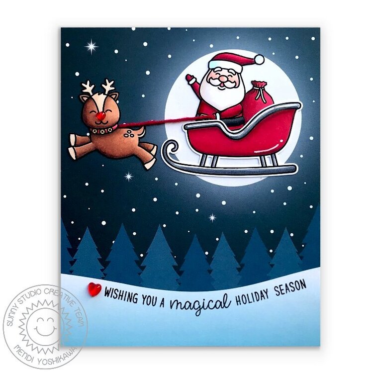 Sunny Studio Santa Claus Lane Christmas Card by Mendi Yoshikawa