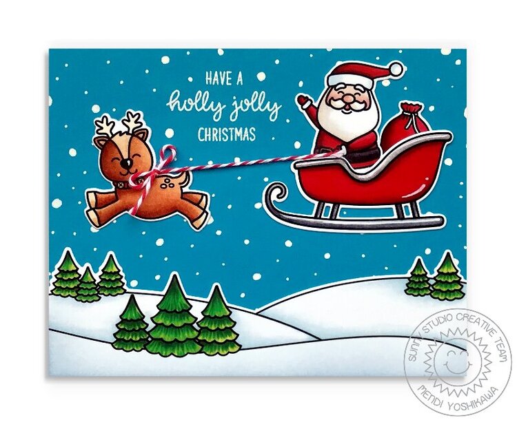 Sunny Studio Santa Claus Lane Christmas Card by Mendi Yoshikawa