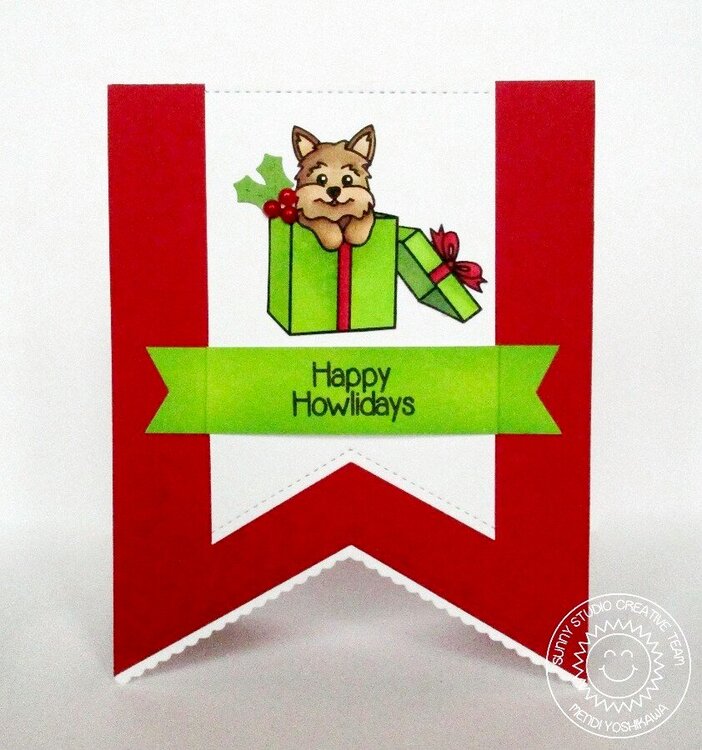 Sunny Studio Santa&#039;s Helpers Puppy Card by Mendi Yoshikawa