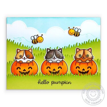 Sunny Studio Scaredy Cat Halloween Card by Mendi Yoshikawa