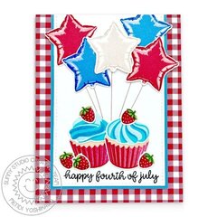 Sunny Studio Scrumptious Cupcakes 4th of July Card by Mendi Yoshikawa