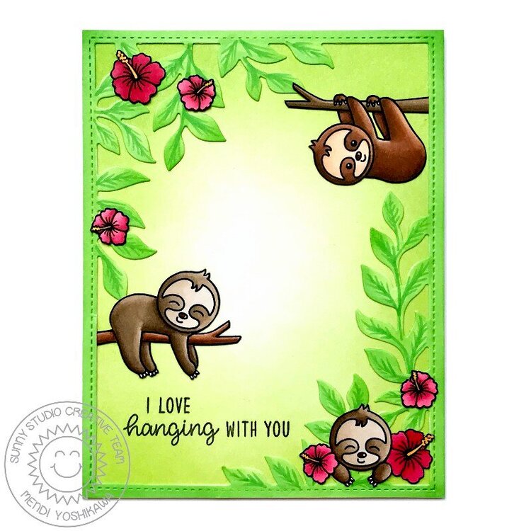 Sunny Studio Stamps Silly Sloths Card by Mendi Yoshikawa