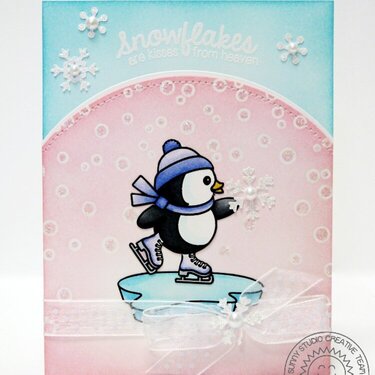 Sunny Studio Snow Kissed Penguin Card by Mendi Yoshikawa