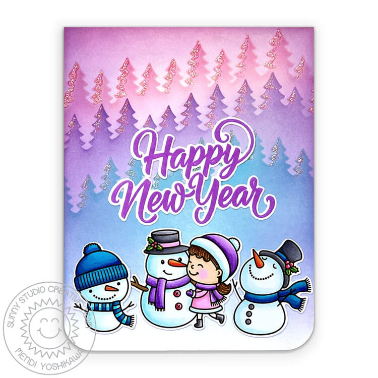 Sunny Studio Snowman New Year Card by Mendi Yoshikawa