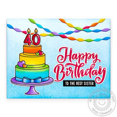 Sunny Studio Special Day 40th Birthday Cake Card by Mendi Yoshikawa