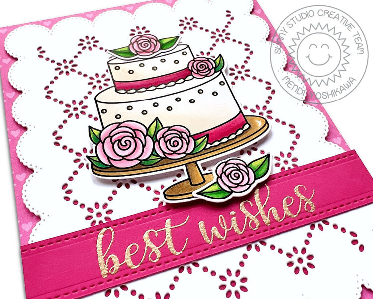 Sunny Studio Special Day Wedding Cake Card by Mendi Yoshikawa