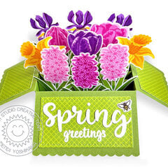 Sunny Studio Tranquil Tulips & Spring Bouquet Card by Mendi Yoshikawa