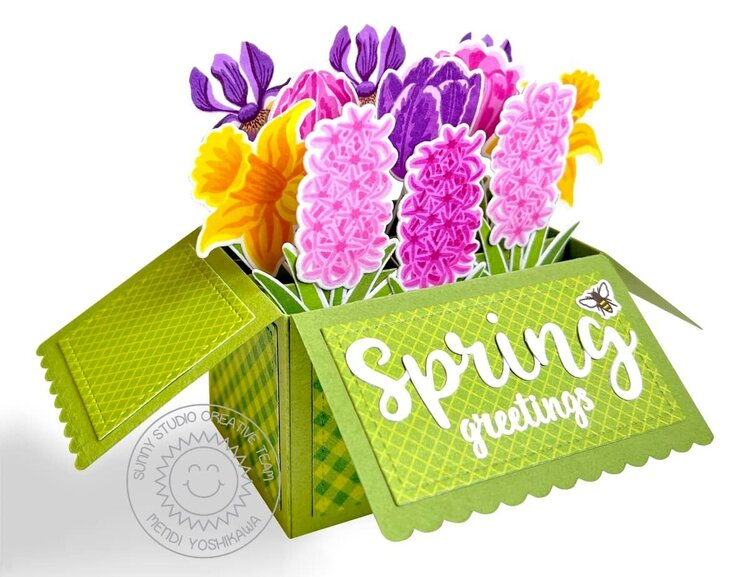 Sunny Studio Tranquil Tulips &amp; Spring Bouquet Card by Mendi Yoshikawa