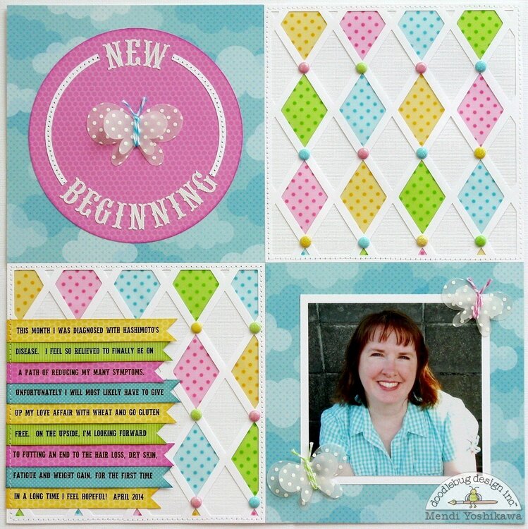 A Doodlebug Sprinkle Vellum Layout by Mendi Yoshikawa