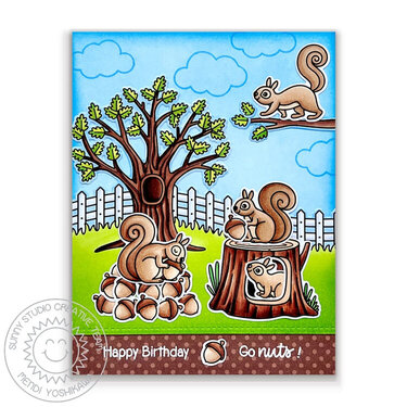 Sunny Studio Squirrel Friends Card by Mendi Yoshikawa