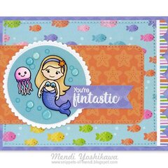 Sunny Studio Magical Mermaids Fintastic Card by Mendi Yoshikawa