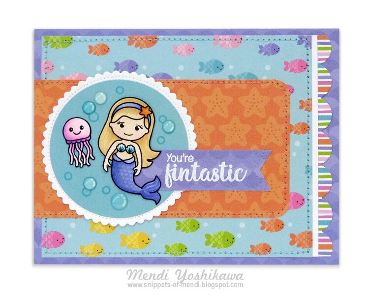 Sunny Studio Magical Mermaids Fintastic Card by Mendi Yoshikawa