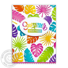 Sunny Studio Colorful Tropical Leaves Card by Mendi Yoshikawa