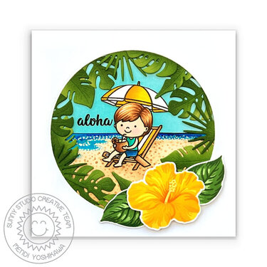 Sunny Studio Tropical Beach Window Card by Mendi Yoshikawa